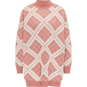 faina Oversize sveter  ružová / béžová