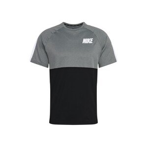 NIKE Funkčné tričko  biela / čierna / sivá melírovaná