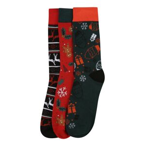 JACK & JONES Ponožky 'REINDEER'  tmavosivá / námornícka modrá / tmavočervená / oranžovo červená