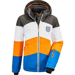 KILLTEC Outdoorová bunda 'Fiames'  antracitová / biela / neónovo oranžová / kráľovská modrá