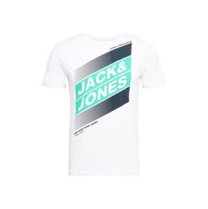 JACK & JONES Tričko 'DEFENDER'  tyrkysová / čierna / biela
