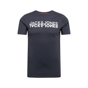 JACK & JONES Tričko  námornícka modrá / svetlosivá / biela