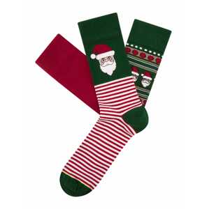 CHEERIO* Ponožky 'Ugly Chtistmas/ Funky Santa'  ohnivo červená / jedľová / biela / zmiešané farby
