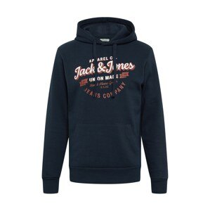 JACK & JONES Sweatshirt  tmavomodrá / pastelovo červená / biela