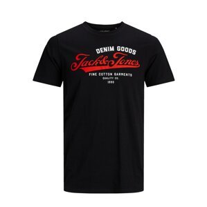 JACK & JONES T-Shirt  čierna / biela / červená