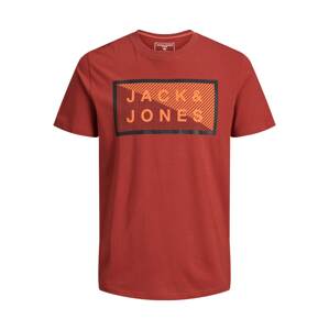 JACK & JONES Tričko 'JCOSHAWN'  čierna / pastelovo červená / svetlooranžová