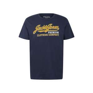 JACK & JONES Tričko 'BLUDRIVER'  námornícka modrá / biela / zlatá žltá