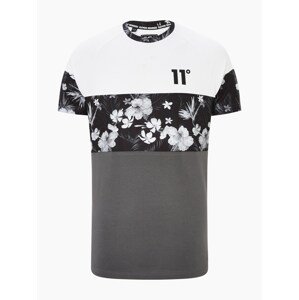 11 Degrees Shirt 'TRIPLE PANEL FLORAL'  sivá / biela / čierna
