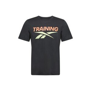 REEBOK Funkčné tričko  čierna / oranžová / biela