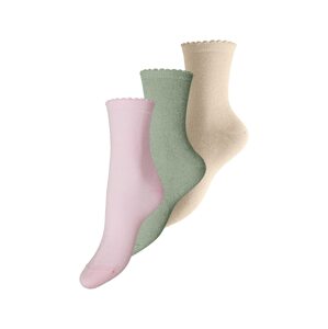 PIECES Ponožky  zelená / svetloružová / béžová