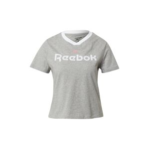 REEBOK Funkčné tričko  sivá melírovaná / biela / melónová