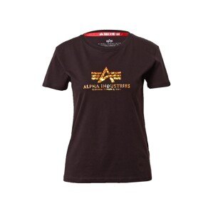 ALPHA INDUSTRIES T-Shirt  čierna / zlatá / hnedá / svetlomodrá