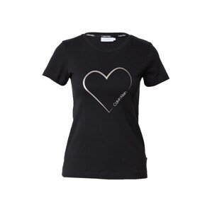 Calvin Klein Tričko 'VALENTINES'  čierna / strieborná
