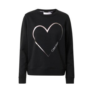 Calvin Klein Mikina 'VALENTINES'  čierna / strieborná / biela