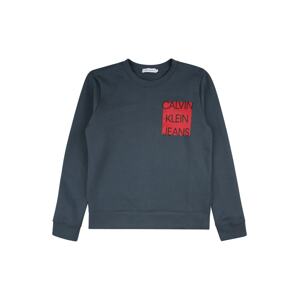 Calvin Klein Jeans Mikina  modrá / ohnivo červená / čierna