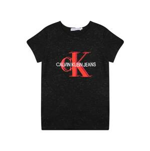 Calvin Klein Jeans Tričko  čierna melírovaná / svetločervená / červená / biela