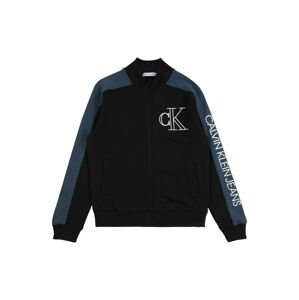 Calvin Klein Jeans Tepláková bunda  čierna / modrosivá / biela