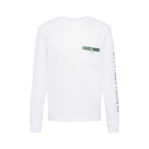 Calvin Klein Jeans Tričko  biela / sivá / tmavozelená