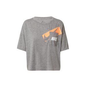 NIKE Funkčné tričko  sivá melírovaná / pastelovo oranžová / biela
