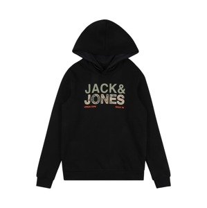 Jack & Jones Junior Mikina 'ART'  čierna / kaki / oranžovo červená / svetlohnedá / biela