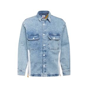 Tommy Jeans Prechodná bunda  modrá denim / biela / oranžová