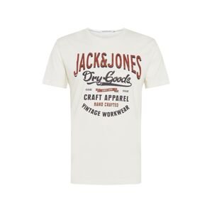 JACK & JONES Tričko  biela / čierna / tmavočervená