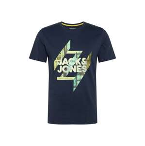 JACK & JONES Tričko 'SPRING FEELING'  modrá / žltá / zelená