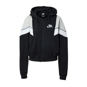 Nike Sportswear Tepláková bunda  čierna / biela / svetlosivá