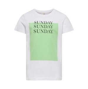 KIDS ONLY T-Shirt 'Weekday'  biela / svetlozelená / čierna