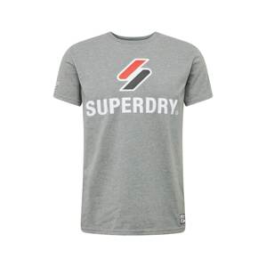 Superdry Tričko  sivá melírovaná / čierna / červená / biela
