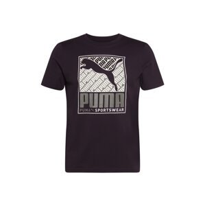 PUMA Funkčné tričko 'Cat Box'  čierna / biela / tmavošedá