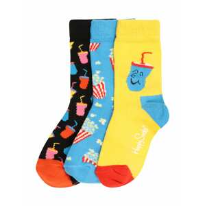 Happy Socks Ponožky 'Popcorn & Soda'  kobaltovomodrá / svetlomodrá / žltá / oranžová / červená