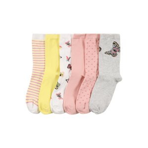 NAME IT Ponožky 'BETRIA'  ružová / biela / sivá melírovaná / žltá