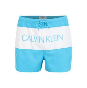 Calvin Klein Swimwear Plavecké šortky 'DRAWSTRING'  tyrkysová / biela