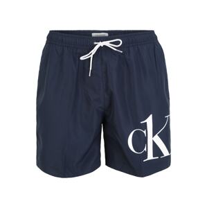Calvin Klein Swimwear Plavecké šortky 'DRAWSTRING'  biela / námornícka modrá