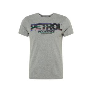 Petrol Industries Tričko  sivá melírovaná / čierna / fialová / ružová / zelená
