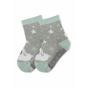 STERNTALER Ponožky  sivá melírovaná / pastelovo zelená / biela