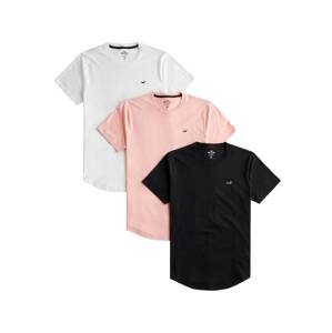 HOLLISTER Tričko  biela / ružová / čierna