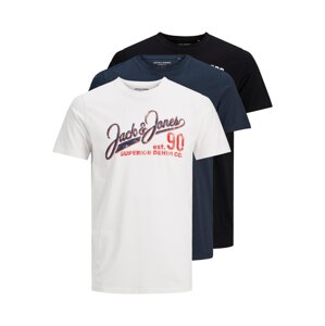JACK & JONES T-Shirt  čierna / biela / námornícka modrá / červená