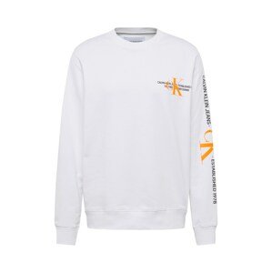 Calvin Klein Jeans Mikina  biela / čierna / oranžová