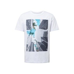 SELECTED HOMME T-Shirt  biela / svetlomodrá / tmavosivá
