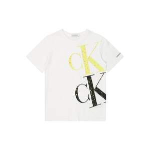 Calvin Klein Jeans Tričko  biela / čierna / pastelovo žltá / lososová