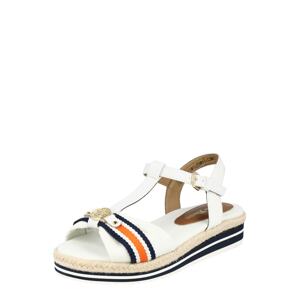 TOM TAILOR Remienkové sandále  biela / námornícka modrá / oranžová