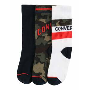 CONVERSE Socken  čierna / biela / svetločervená / kaki / pueblo