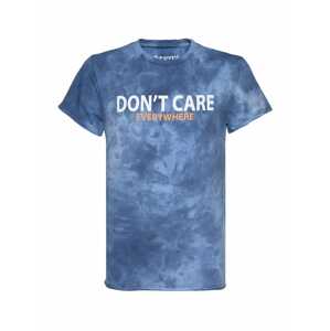 BLUE EFFECT Tričko 'Don't Care'  biela / námornícka modrá / dymovo modrá / svetlooranžová