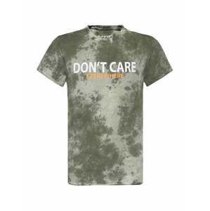 BLUE EFFECT Tričko 'Don't Care'  kaki / pastelovo zelená / biela / svetlooranžová