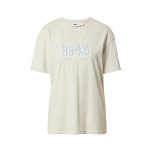 NA-KD T-Shirt  béžová / svetlomodrá / biela