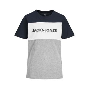 Jack & Jones Junior Tričko  tmavomodrá / sivá melírovaná / biela