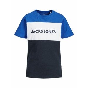 Jack & Jones Junior T-Shirt  biela / kráľovská modrá / tmavomodrá