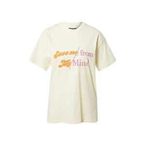 LOCAL HEROES Tričko 'SAVE ME'  krémová / oranžová / ružová